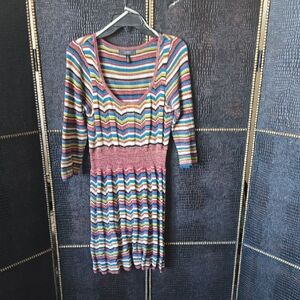 Jessica Simpson Multicolor Striped Knit Top with Pink Trim